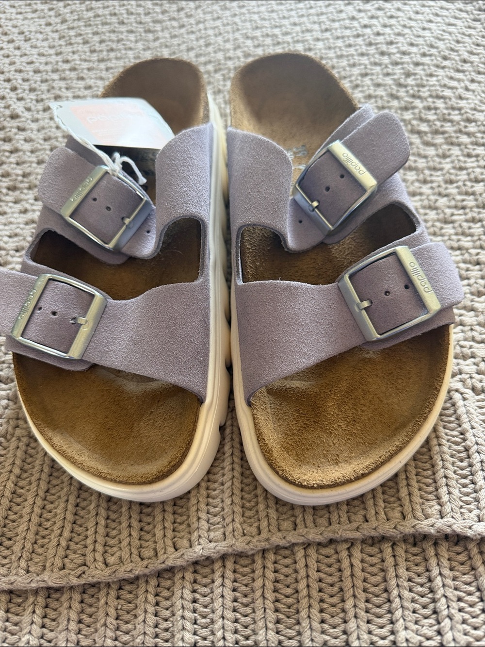 NWT Birkenstock Papillio suede Double-Buckle Sandals in Light Lavender 8W